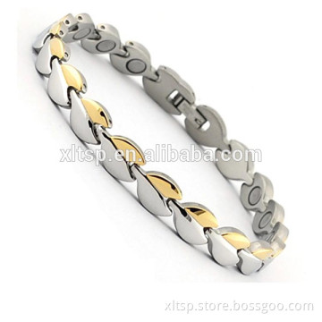 Hot selling women design gold plating bio health magnetic titanium bracelet